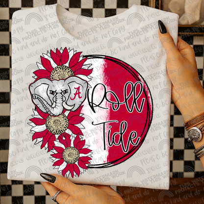 Alabama Roll Tide Sunflowers with Sleeve (Logo and Mascot Versions)- 4 PNG Files