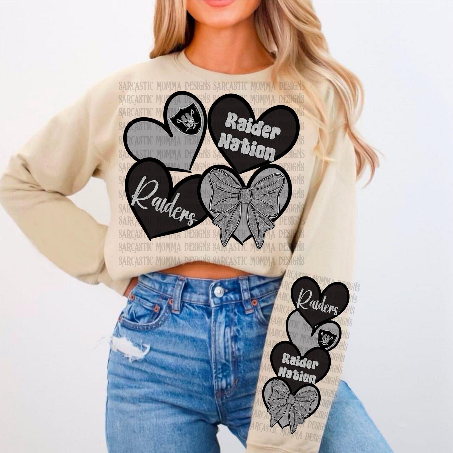 Raiders Sports Hearts with Matching Sleeve- 2 PNG Files