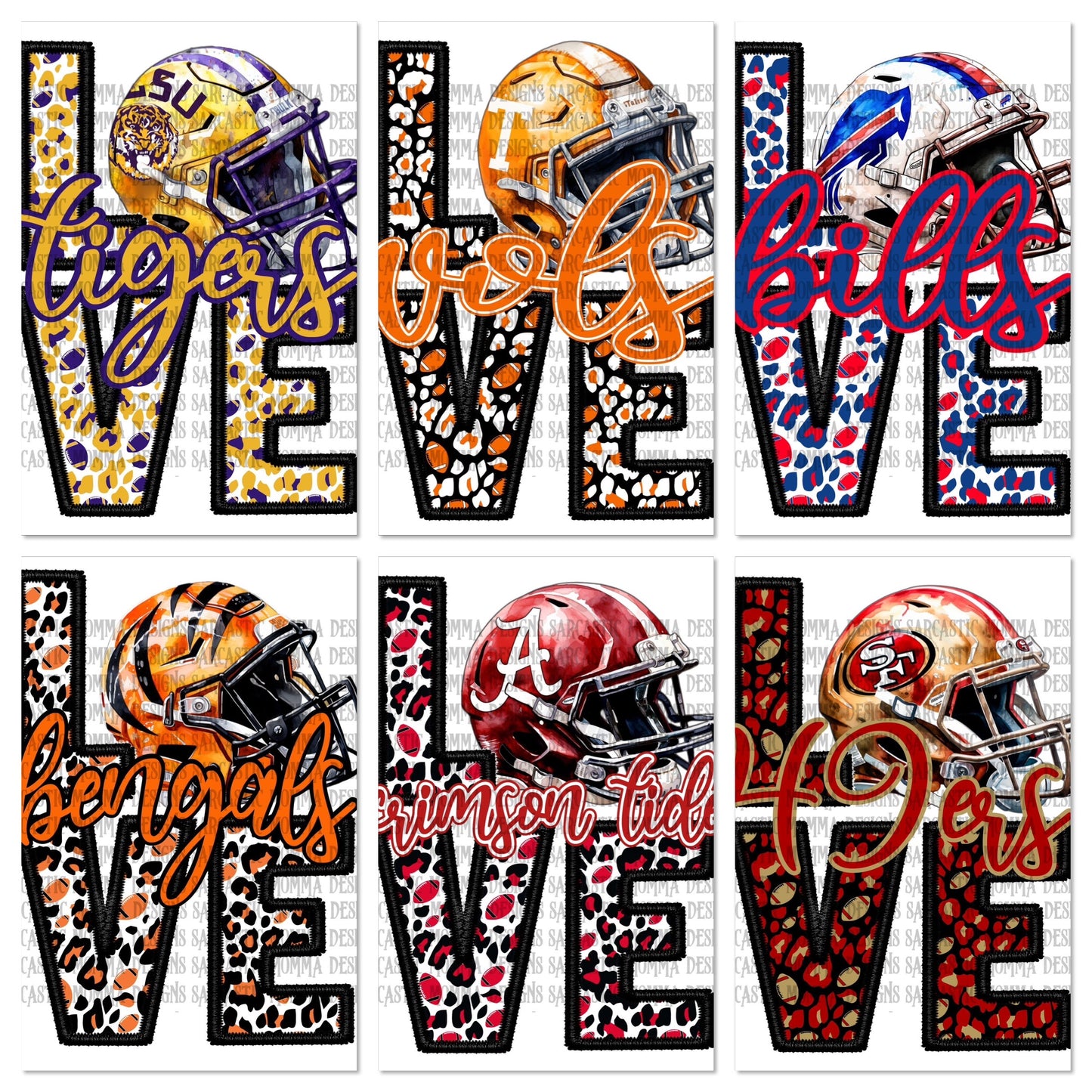 Leopard LOVE Football Helmets Bundle