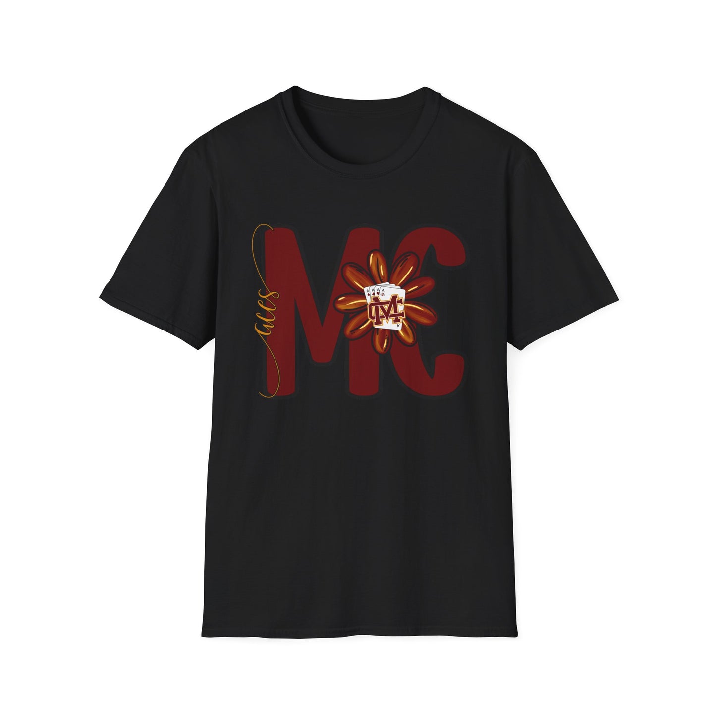Aces Floral Letters Adult Unisex Softstyle T-Shirt