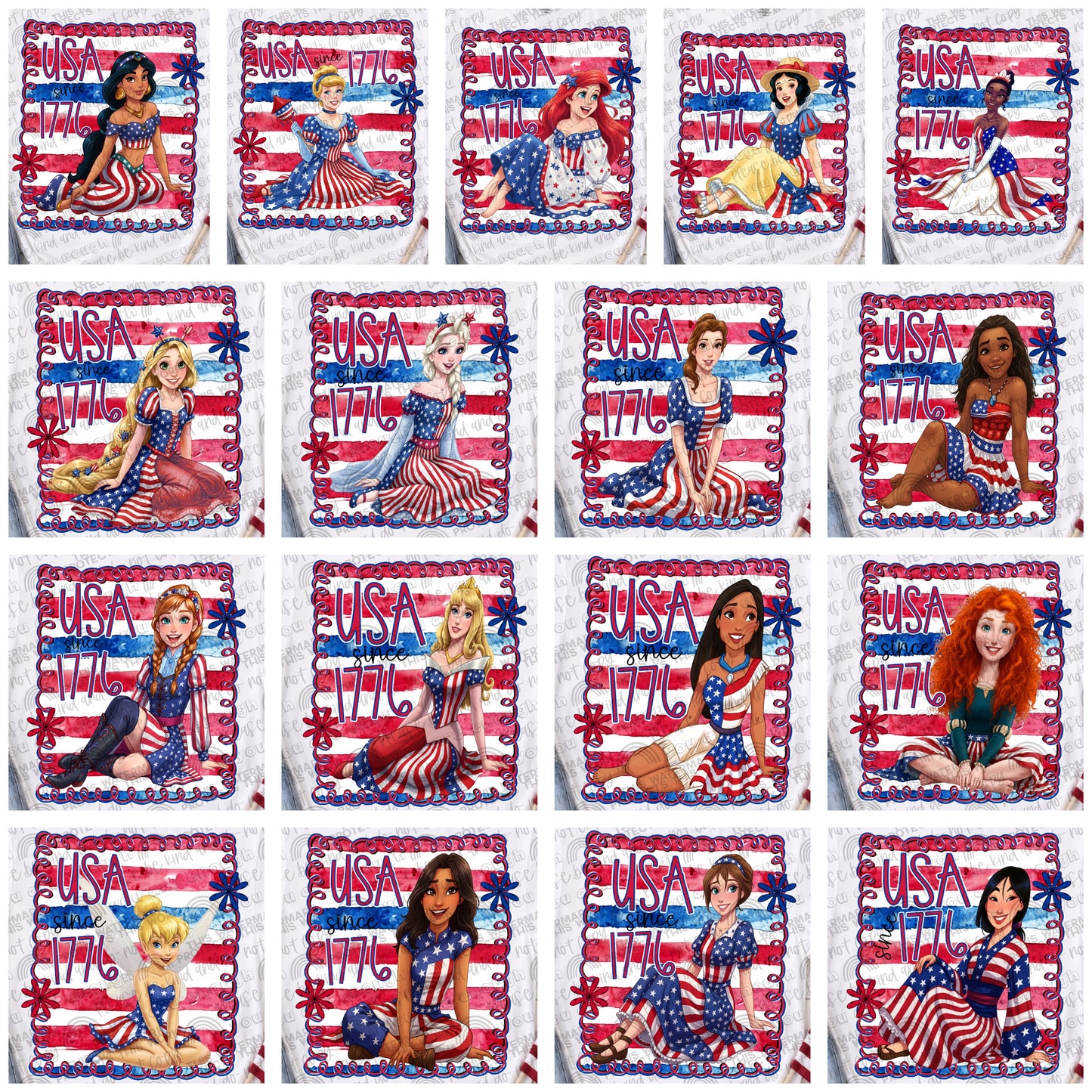 Princesses USA Since 1776 Bundle- 17 PNG Files