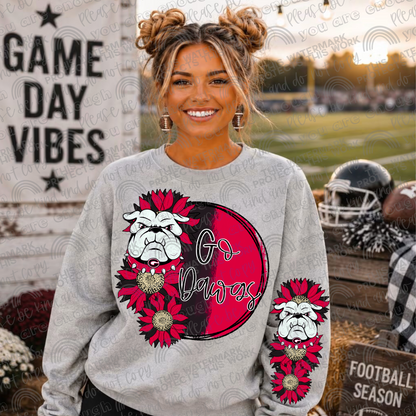 Georgia Bulldogs Sunflowers with Sleeve (Logo and Mascot Versions)- 4 PNG Files
