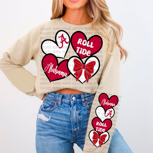 Alabama Sports Hearts with Matching Sleeve- 2 PNG Files