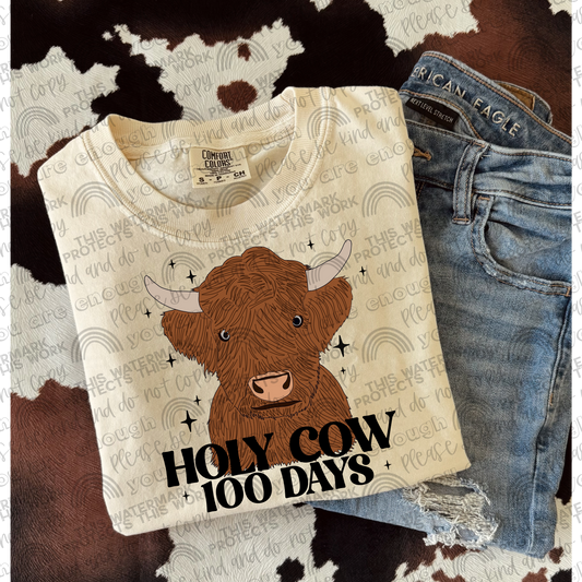Holy Cow 100 Days Highland Cow PNG File