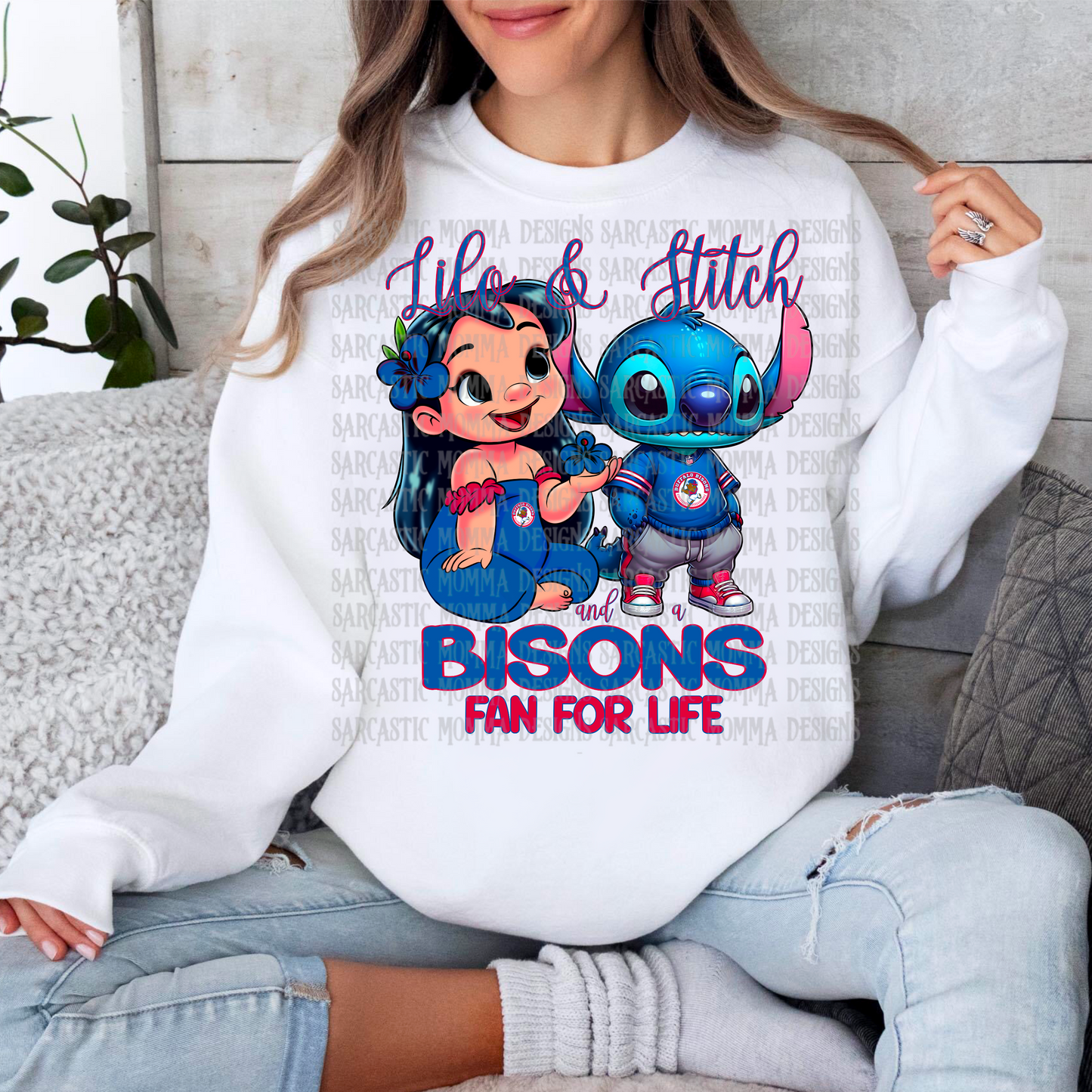 Lilo & Stitch and a Bisons Fan For Life PNG File