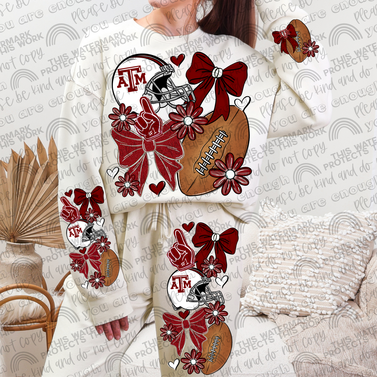 Pro and College Football Bows Bundle with Matching Sleeves and Pockets- 60 Teams- 180 PNG Files