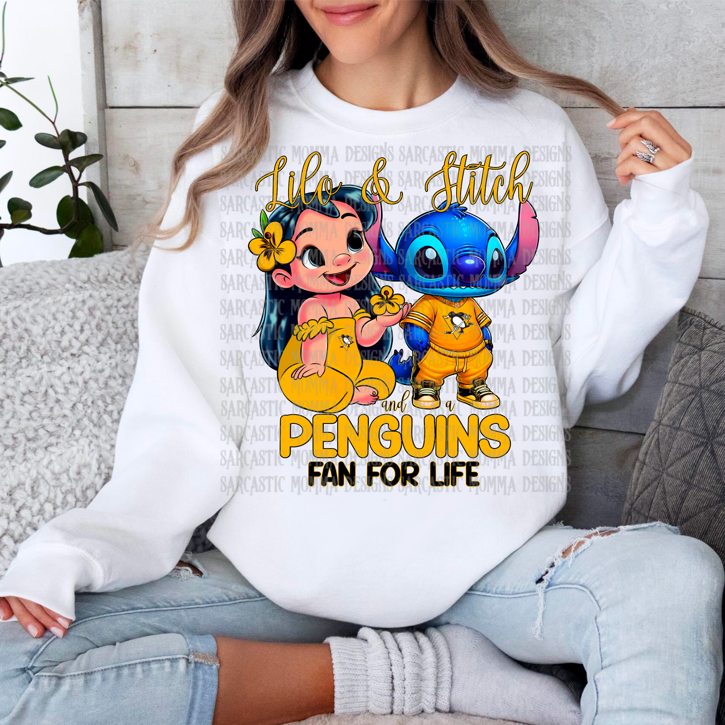 Lilo & Stitch and a Penguins Fan For Life PNG File