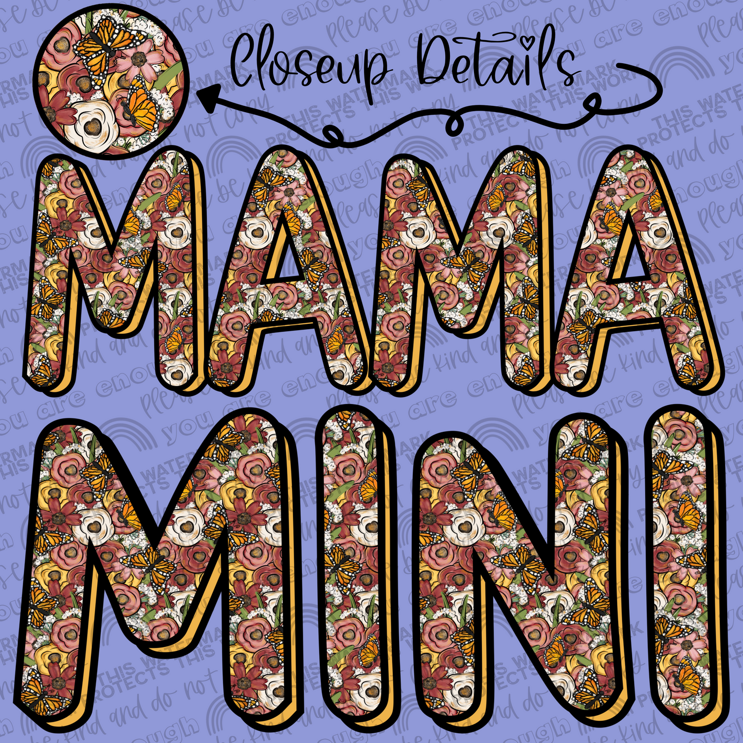 Butterfly Roses Mama and Mini Set- 2 PNG Files