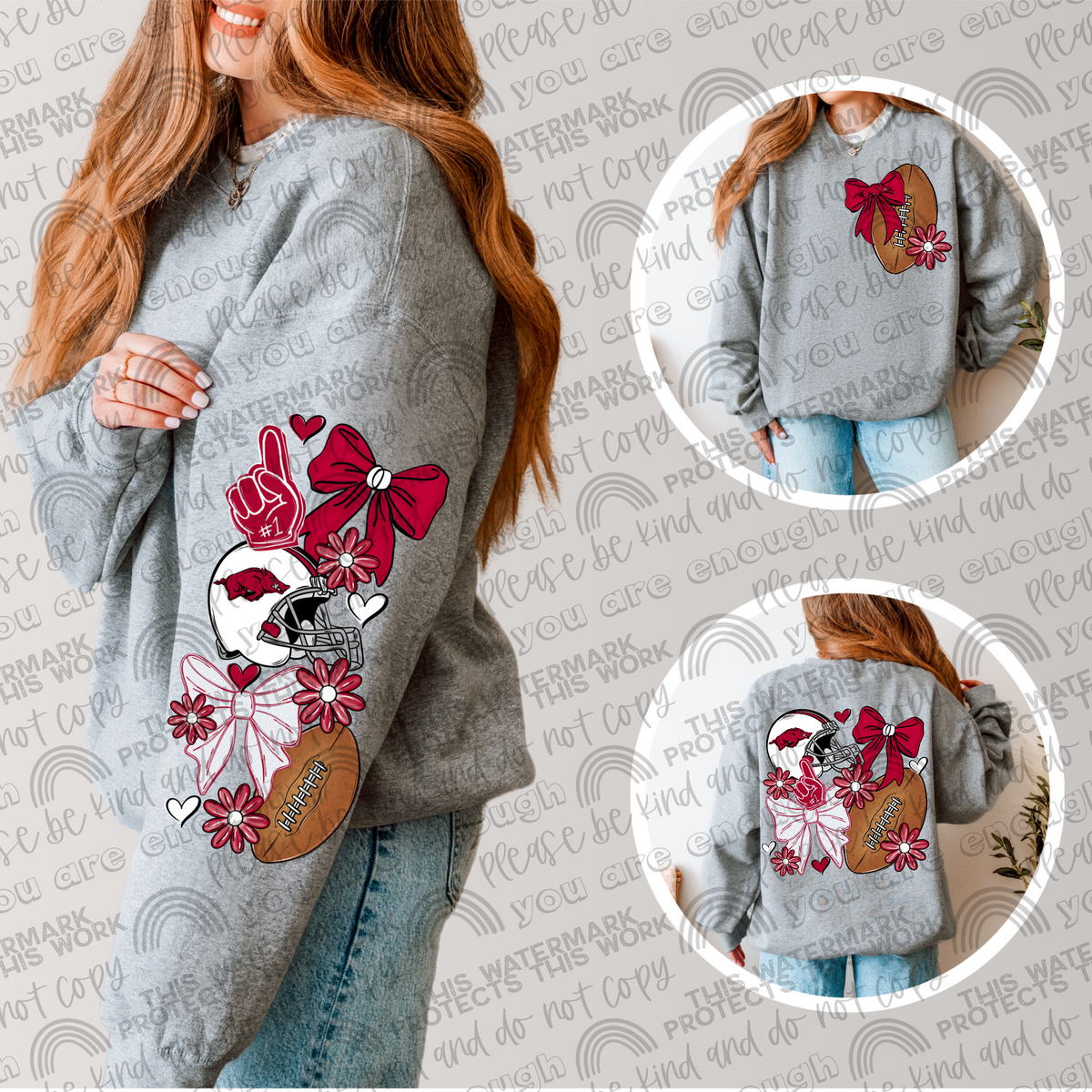 Razorbacks Bows with Pocket and Sleeve- 3 PNG Files