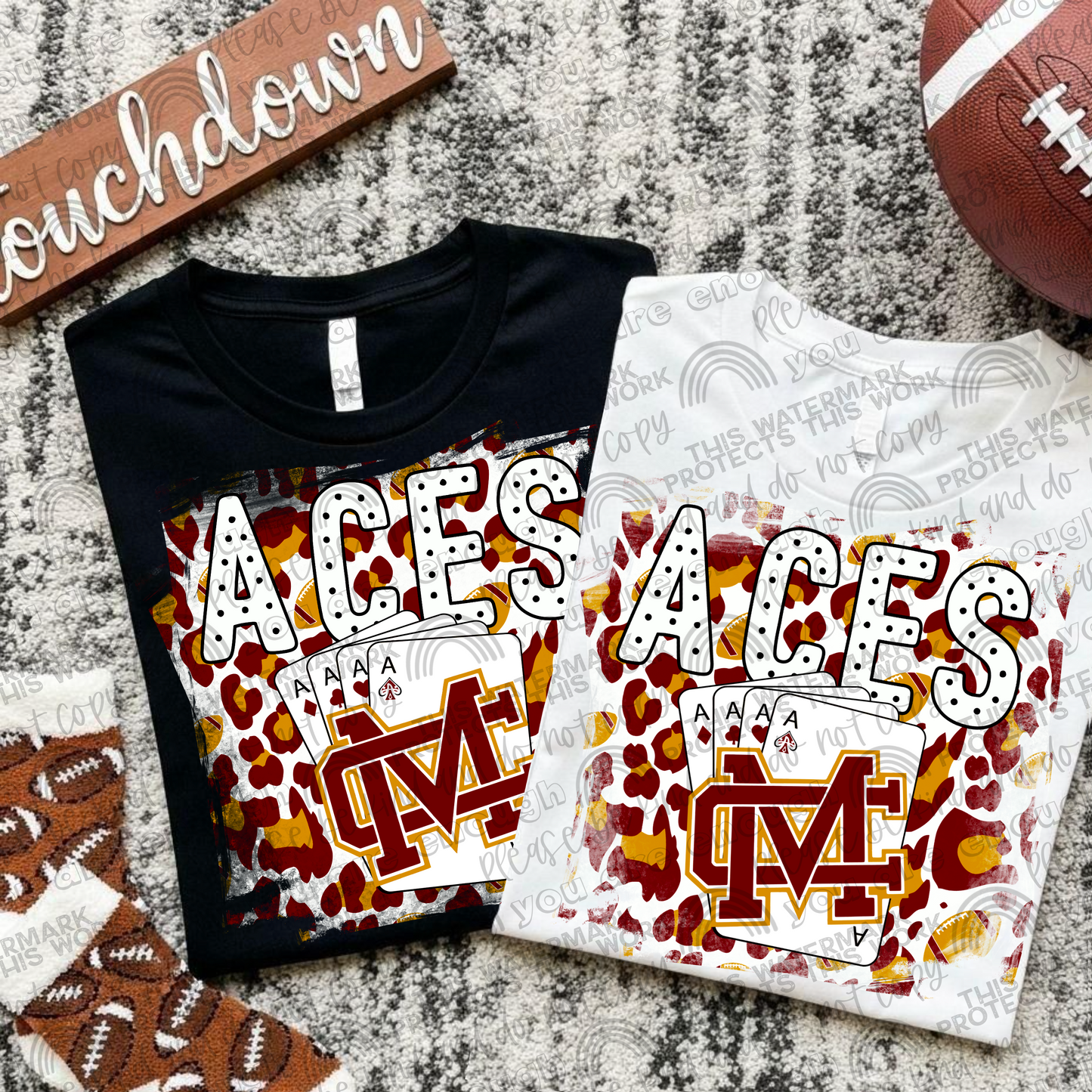 Custom High School Design Leopard Football PNG File