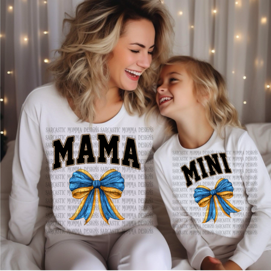 Mama and Mini Set Blue & Yellow Bows- 2 PNG Files