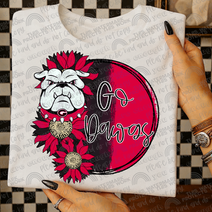 Georgia Bulldogs Sunflowers with Sleeve (Logo and Mascot Versions)- 4 PNG Files
