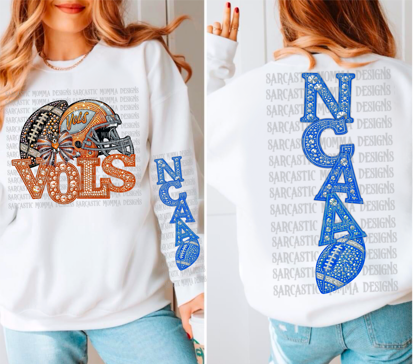 Vols Rhinestone Bow with Matching Sleeve- 2 PNG Files