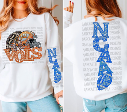 Vols Rhinestone Bow with Matching Sleeve- 2 PNG Files
