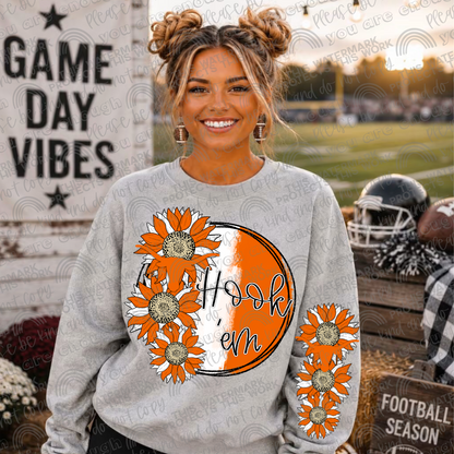 Longhorns Sunflowers with Sleeve (Logo and Mascot Versions)- 4 PNG Files