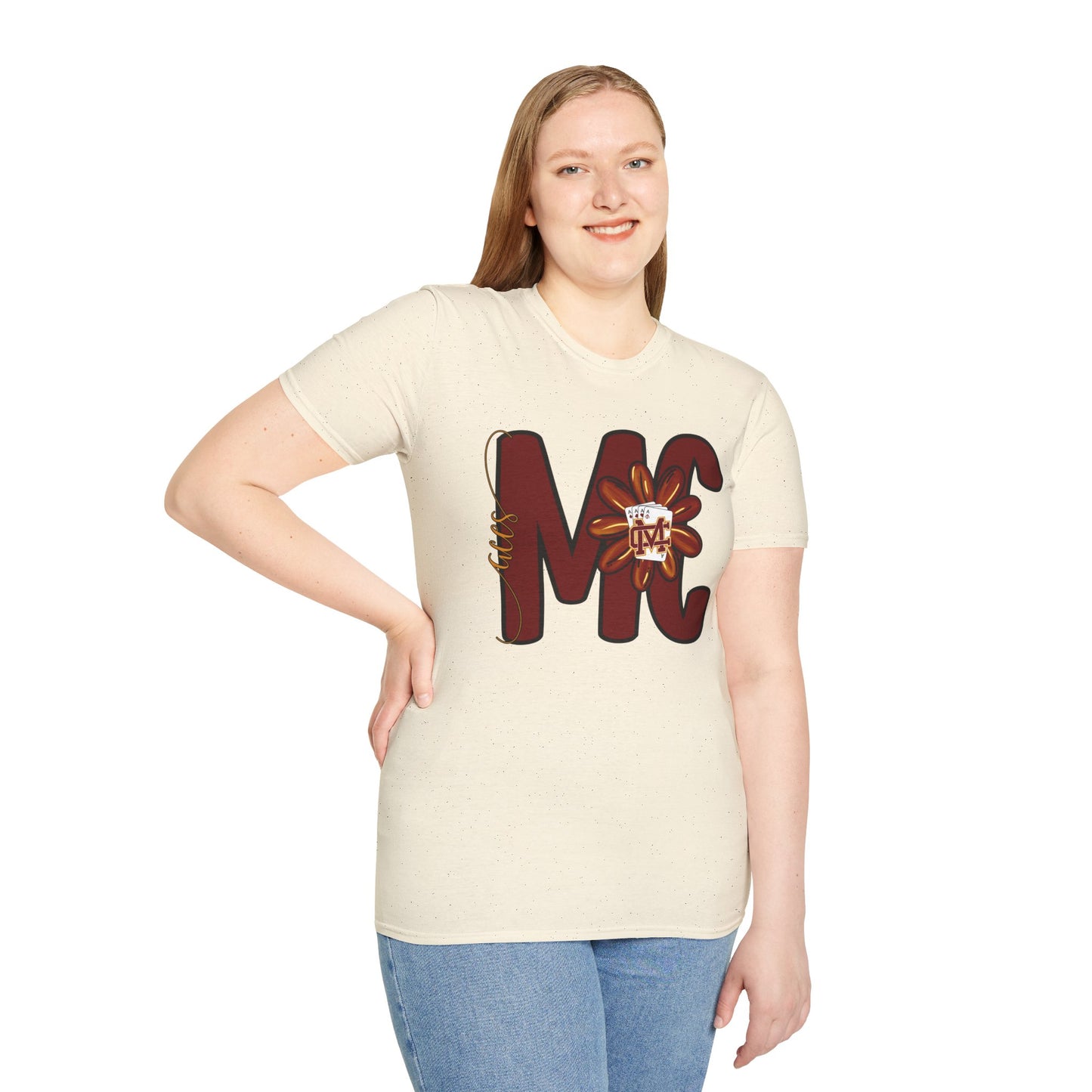 Aces Floral Letters Adult Unisex Softstyle T-Shirt