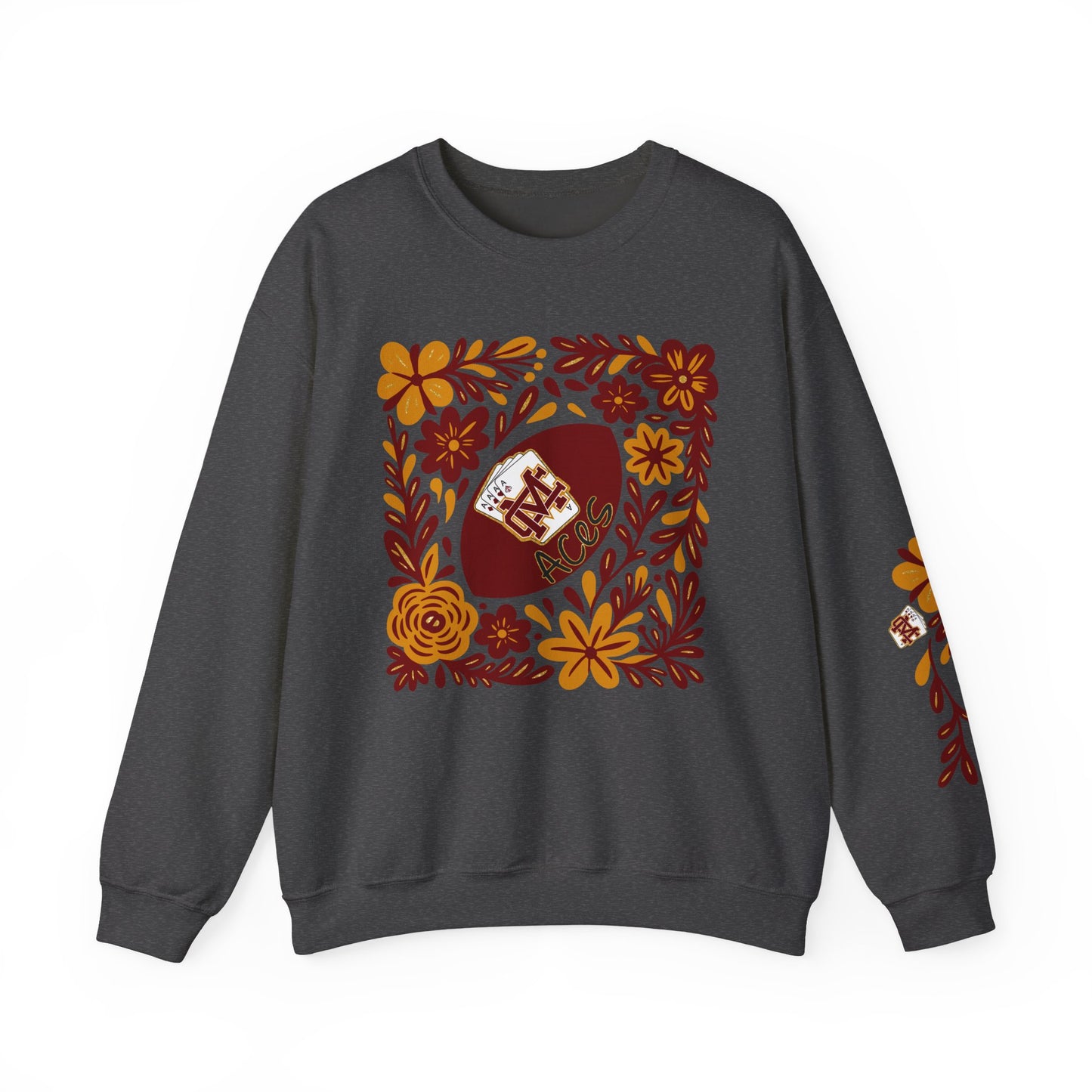Aces Floral with Sleeve Design Unisex Heavy Blend™ Crewneck Sweatshirt