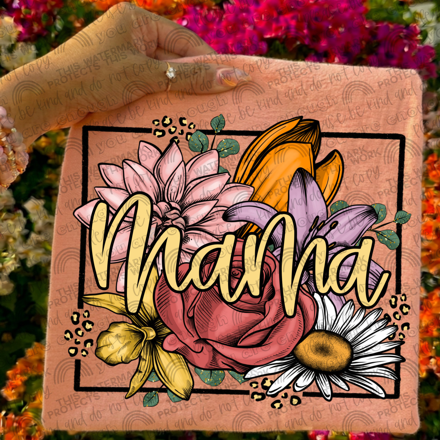 Mama Leopard Floral Front & Back- 2 PNG Files