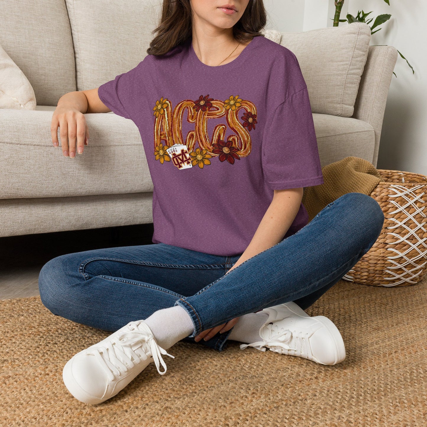 Aces Brushstrokes Floral Adult Unisex Softstyle T-Shirt