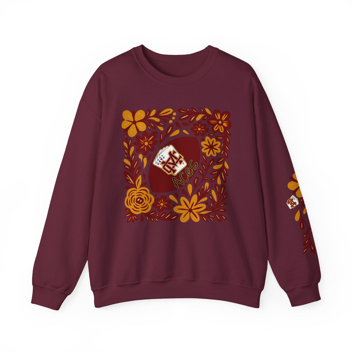 Aces Floral with Sleeve Design Unisex Heavy Blend™ Crewneck Sweatshirt
