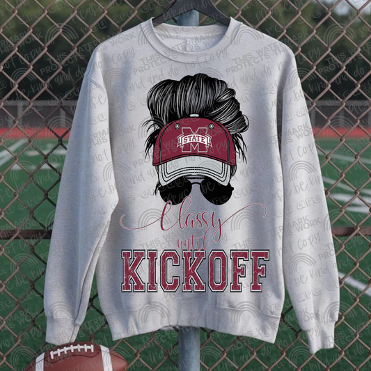Classy Until Kickoff Messy Bun Hat Mississippi State PNG File