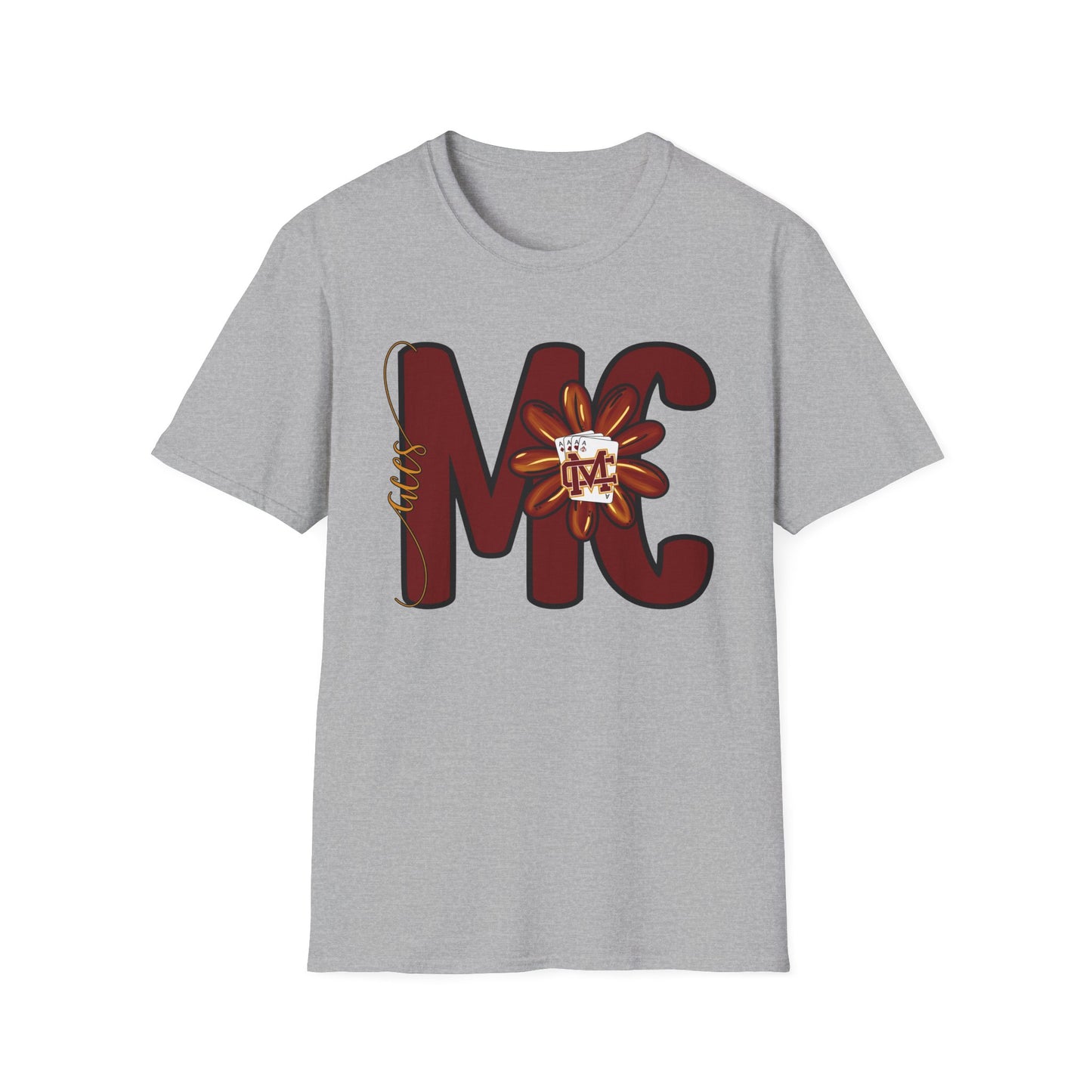 Aces Floral Letters Adult Unisex Softstyle T-Shirt