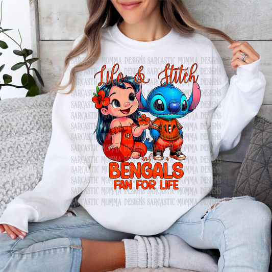 Lilo & Stitch and a Bengals Fan For Life PNG File