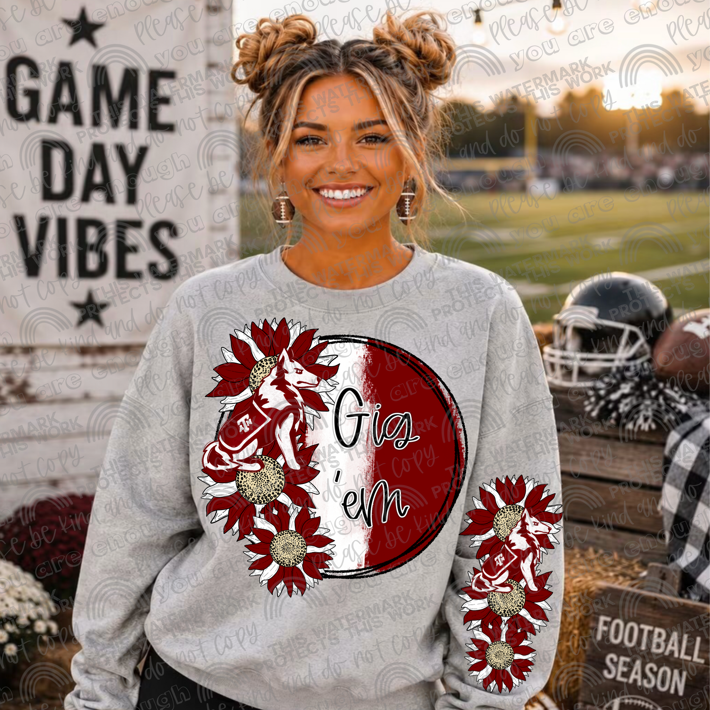 Aggies Sunflowers with Sleeve (Logo and Mascot Versions)- 4 PNG Files