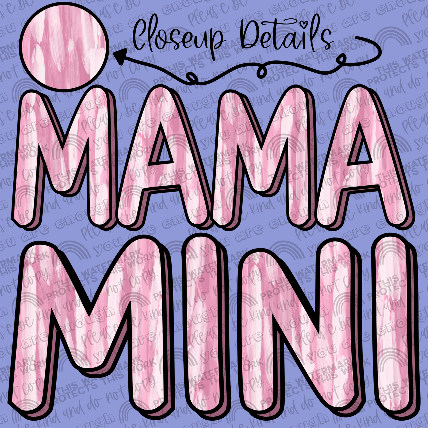 Pink Brushstrokes Mama and Mini Set- 2 PNG Files
