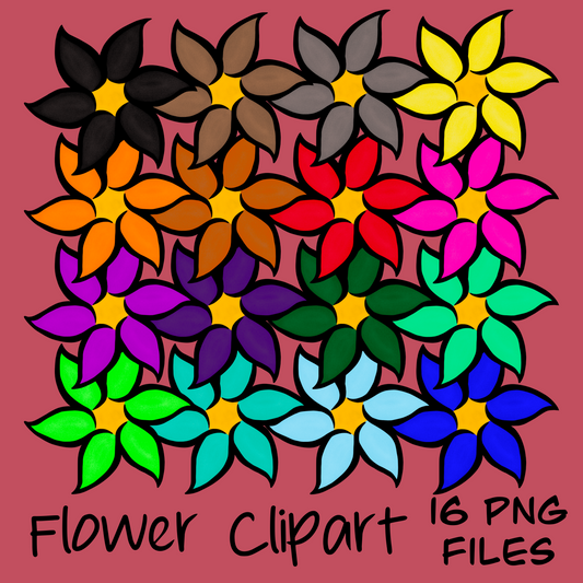 Flower Clipart- 16 PNG Files