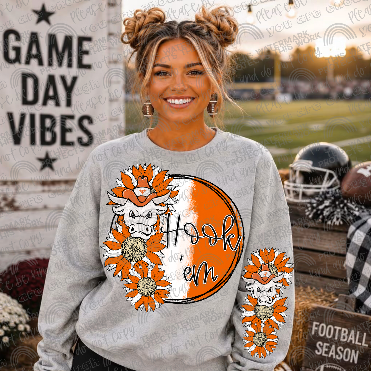 Longhorns Sunflowers with Sleeve (Logo and Mascot Versions)- 4 PNG Files