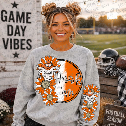 Longhorns Sunflowers with Sleeve (Logo and Mascot Versions)- 4 PNG Files