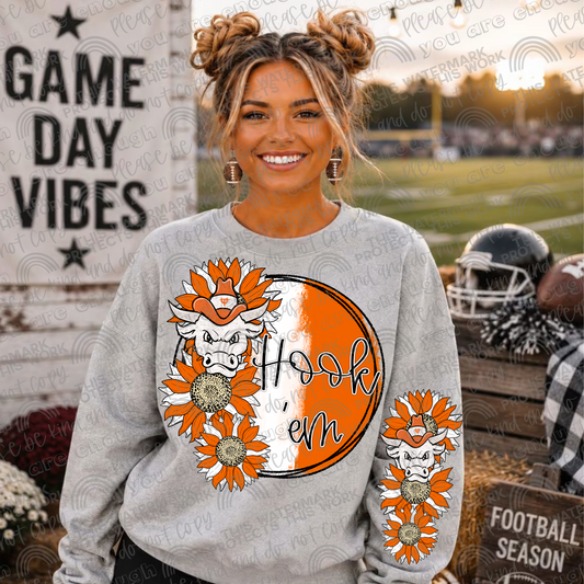 Longhorns Sunflowers with Sleeve (Logo and Mascot Versions)- 4 PNG Files