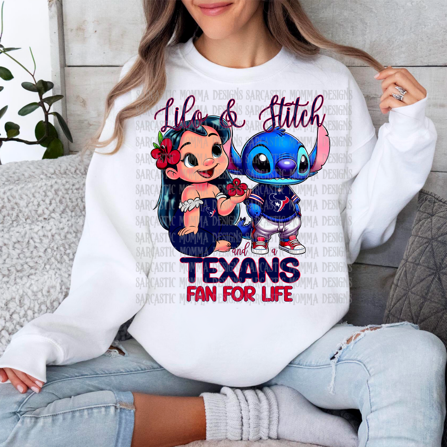 Lilo & Stitch and a Texans Fan For Life PNG File