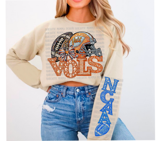 Vols Rhinestone Bow with Matching Sleeve- 2 PNG Files