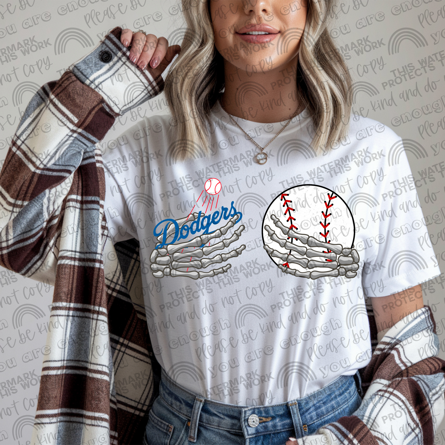 Dodgers Baseball Skellie Hands PNG File