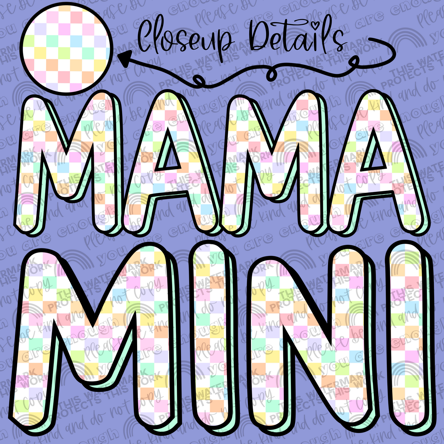 Colorful Checkered Mama and Mini Set- 2 PNG Files