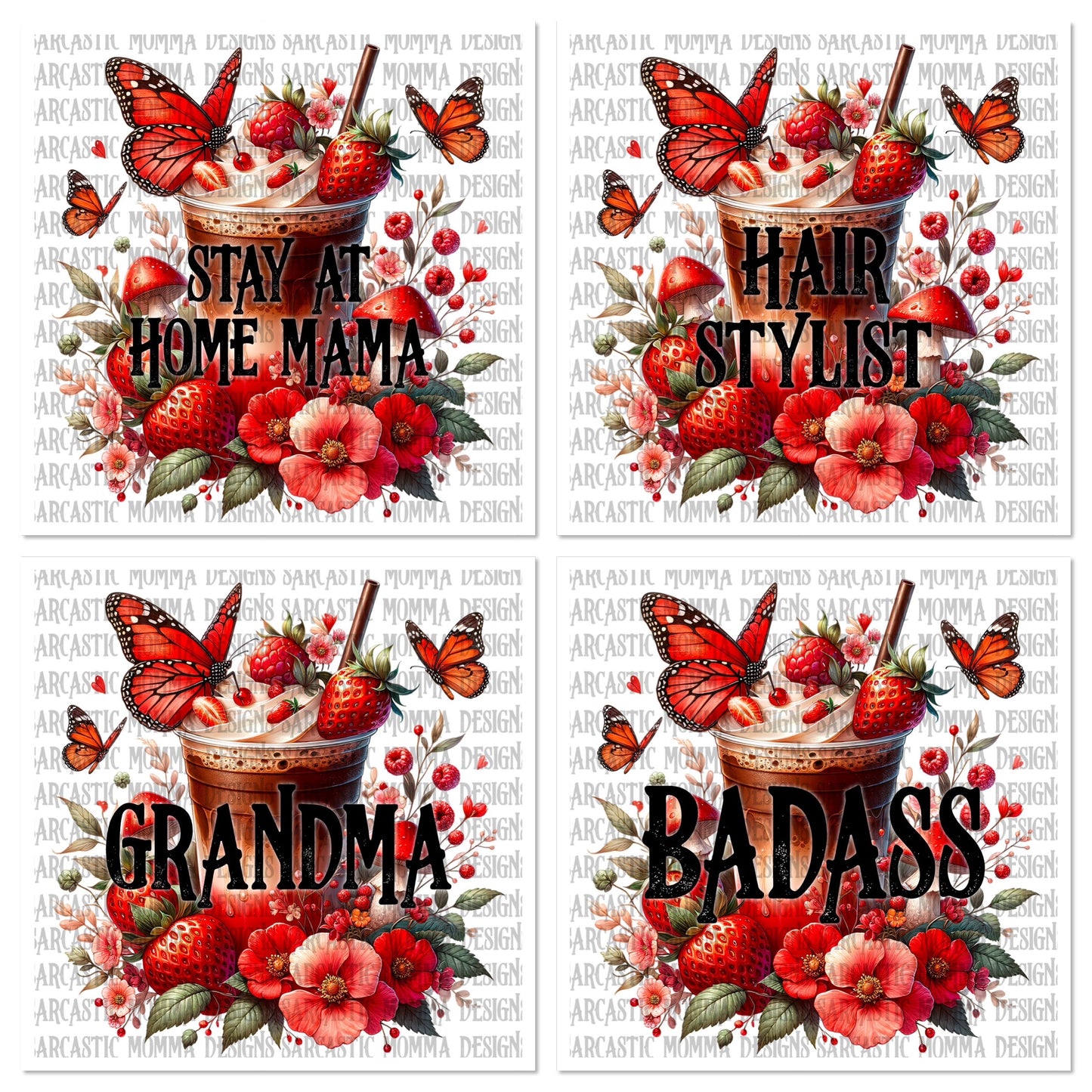 Coffee Strawberry Butterfly Titles Bundle
