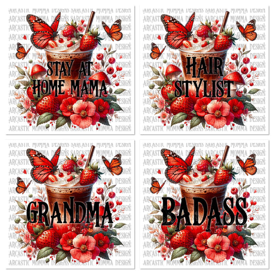 Coffee Strawberry Butterfly Titles Bundle