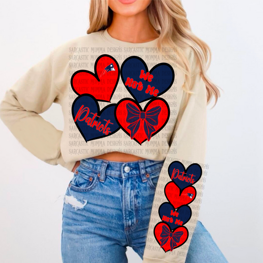 Patriots Sports Hearts with Matching Sleeve- 2 PNG Files