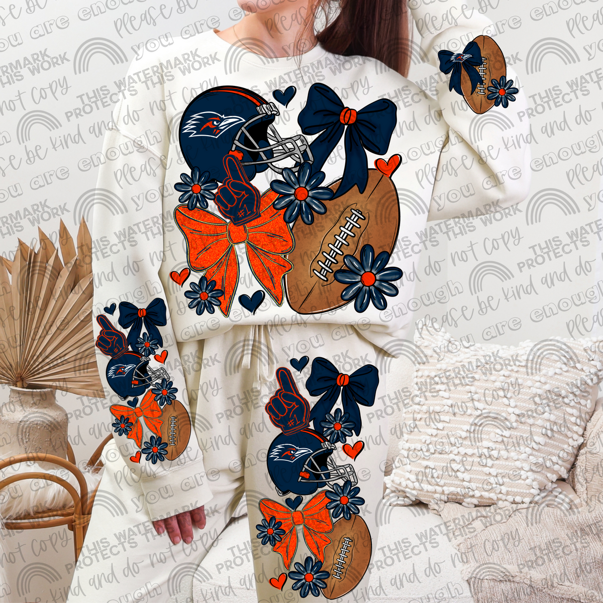 Pro and College Football Bows Bundle with Matching Sleeves and Pockets- 60 Teams- 180 PNG Files