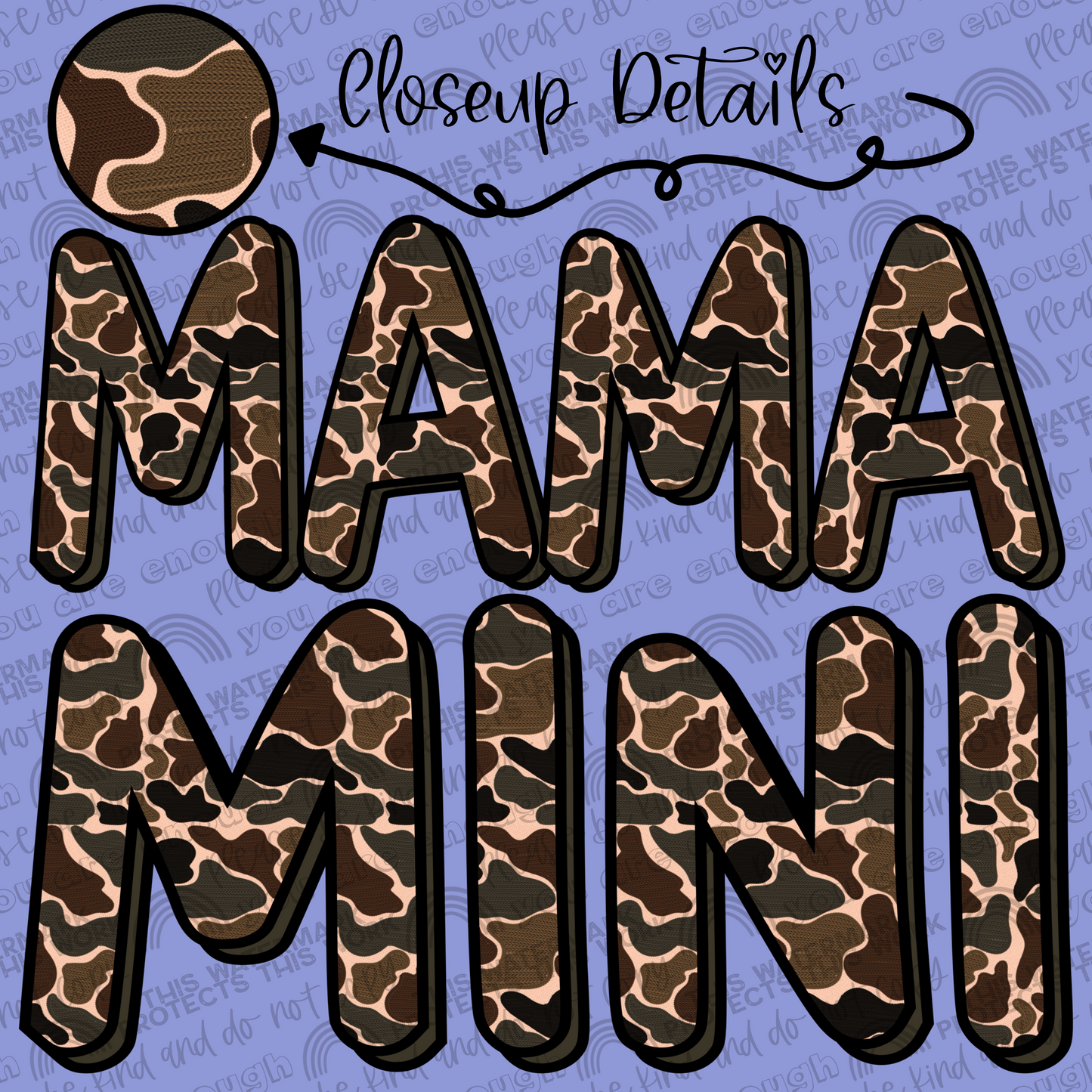 Camo Threaded Mama and Mini Set- 2 PNG Files