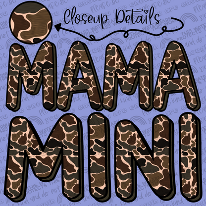 Camo Threaded Mama and Mini Set- 2 PNG Files