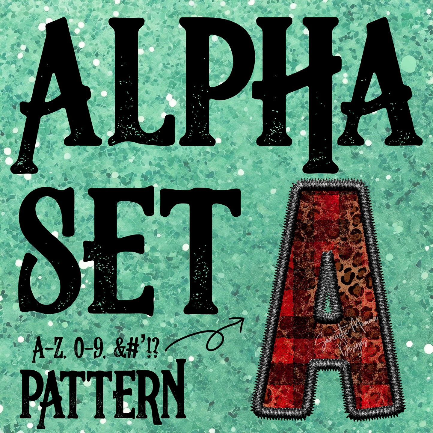 Leopard Red Buffalo Plaid Mixed Faux Embroidery Alpha Set