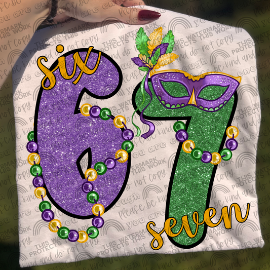 67 Six Seven Mardi Gras PNG File