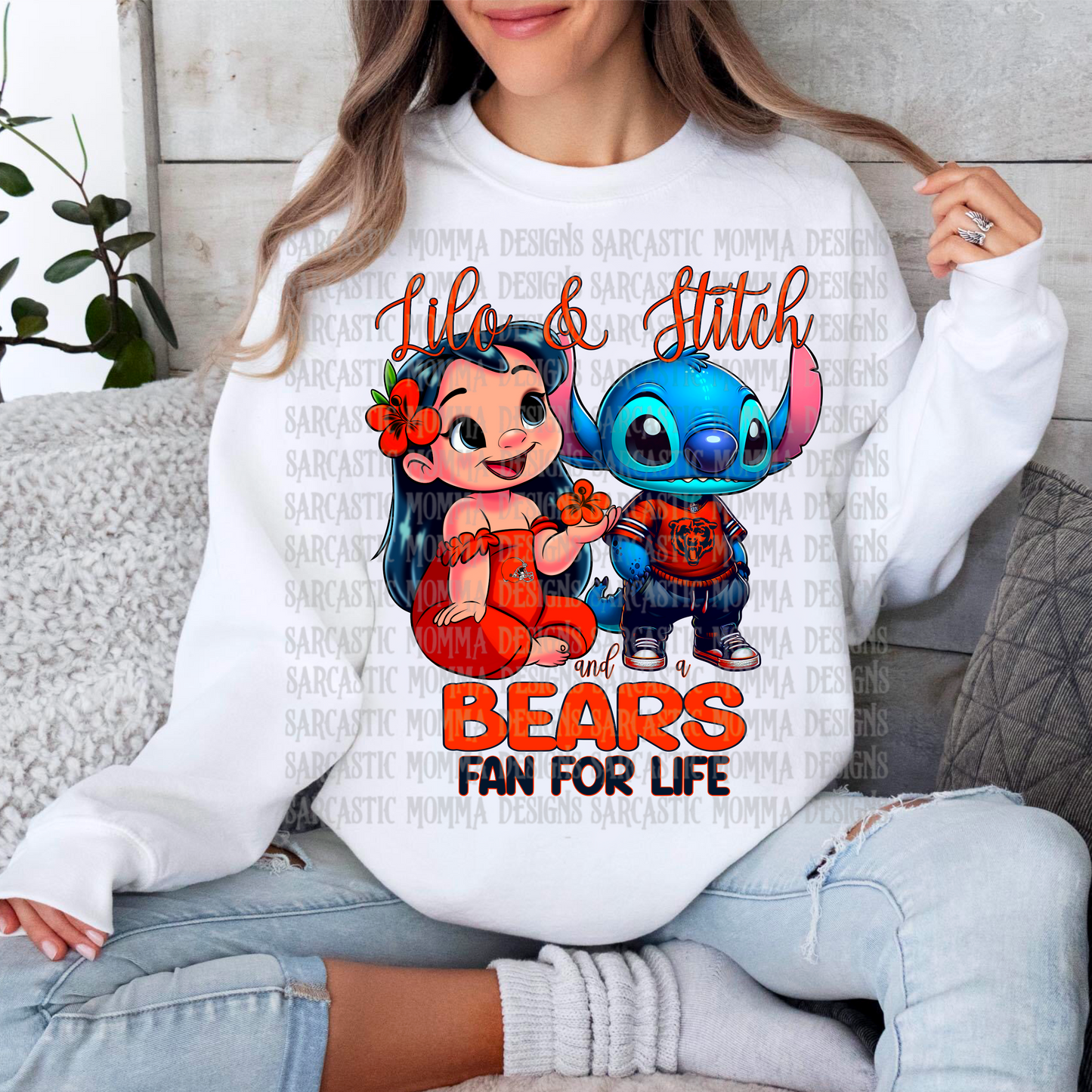 Lilo & Stitch and a Bears Fan For Life PNG File