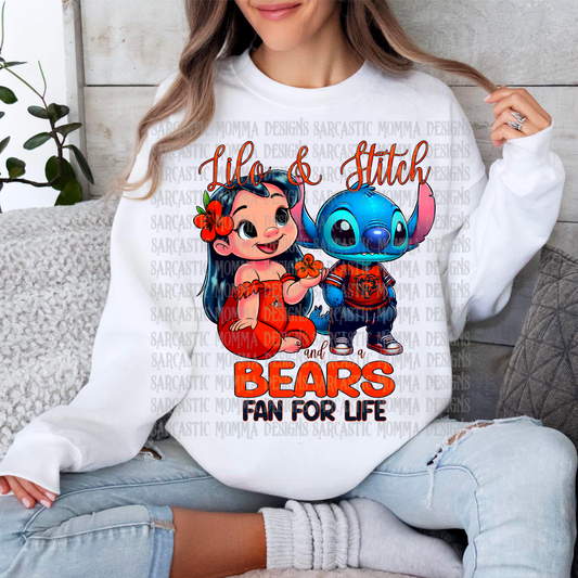 Lilo & Stitch and a Bears Fan For Life PNG File