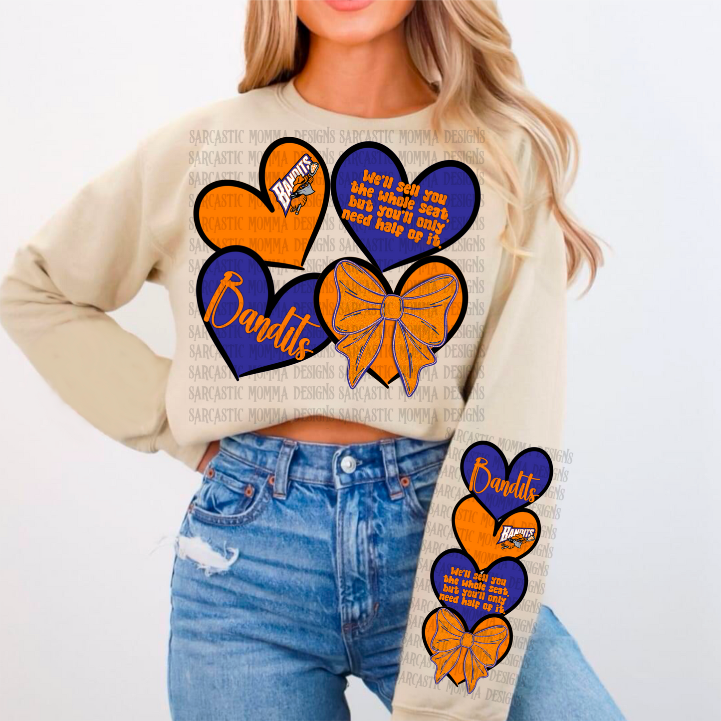 Bandits Sports Hearts with Matching Sleeve- 2 PNG Files