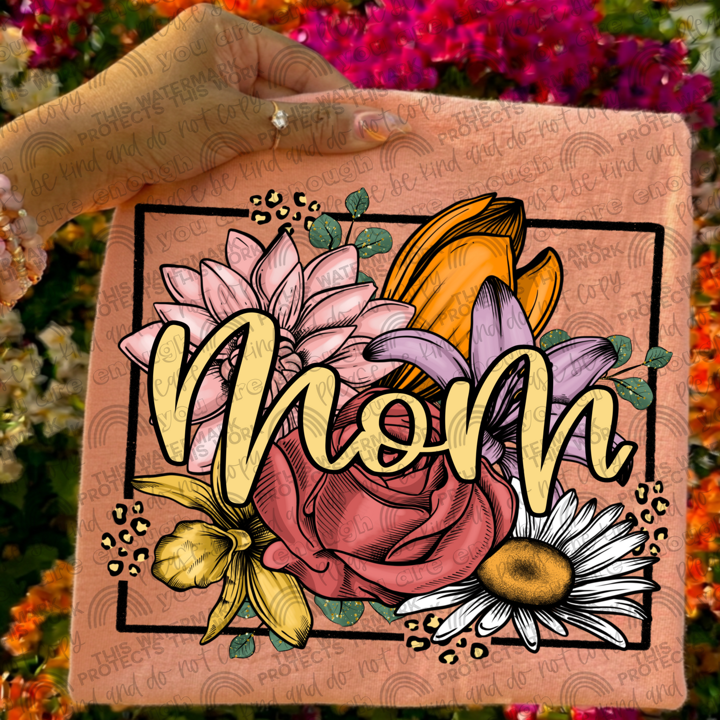 Mom Leopard Floral Front & Back- 2 PNG Files