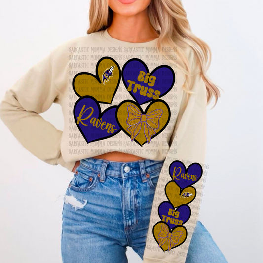 Ravens Sports Hearts with Matching Sleeve- 2 PNG Files
